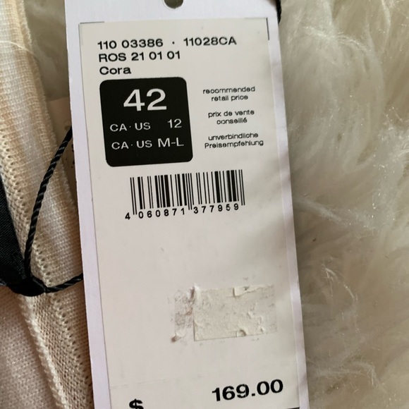 NWT Olsen Germany cotton blend V-neck relax fit womens in cream white polkadot - Picture 8 of 10